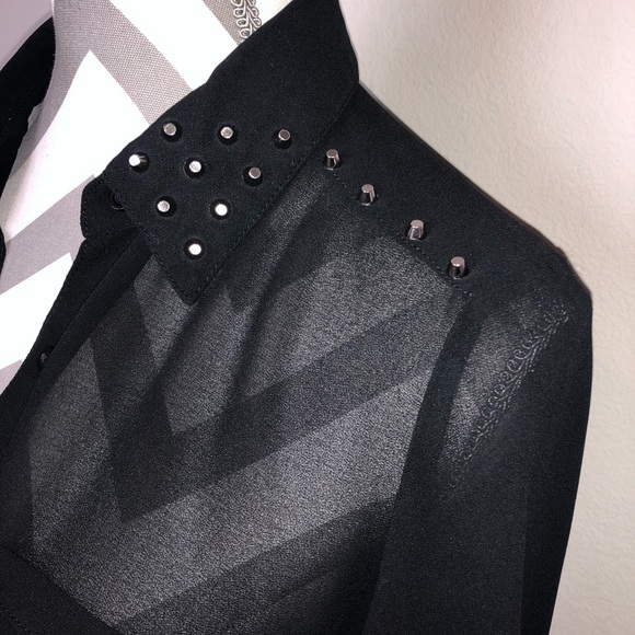Chloe K Black Blouse with Studs - Picture 2 of 8
